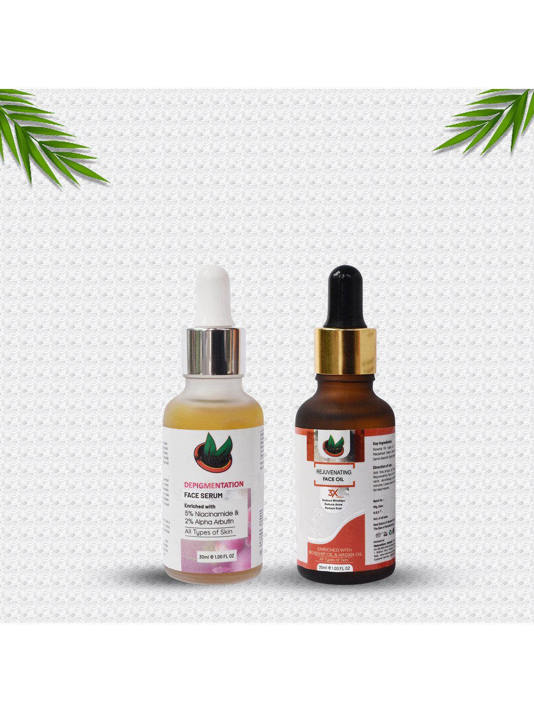 NatureNova Herbals Depigmentation Face Serum & Rejuvenating Face Oil - 30 ml Each