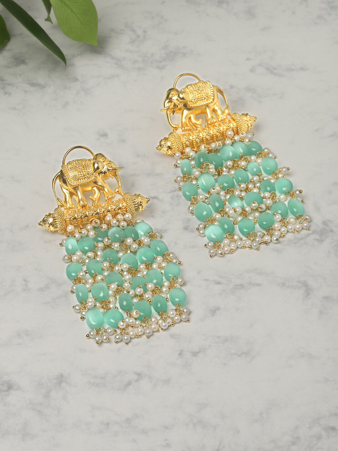 RITU SINGH Turquoise Blue Contemporary Jhumkas Earrings