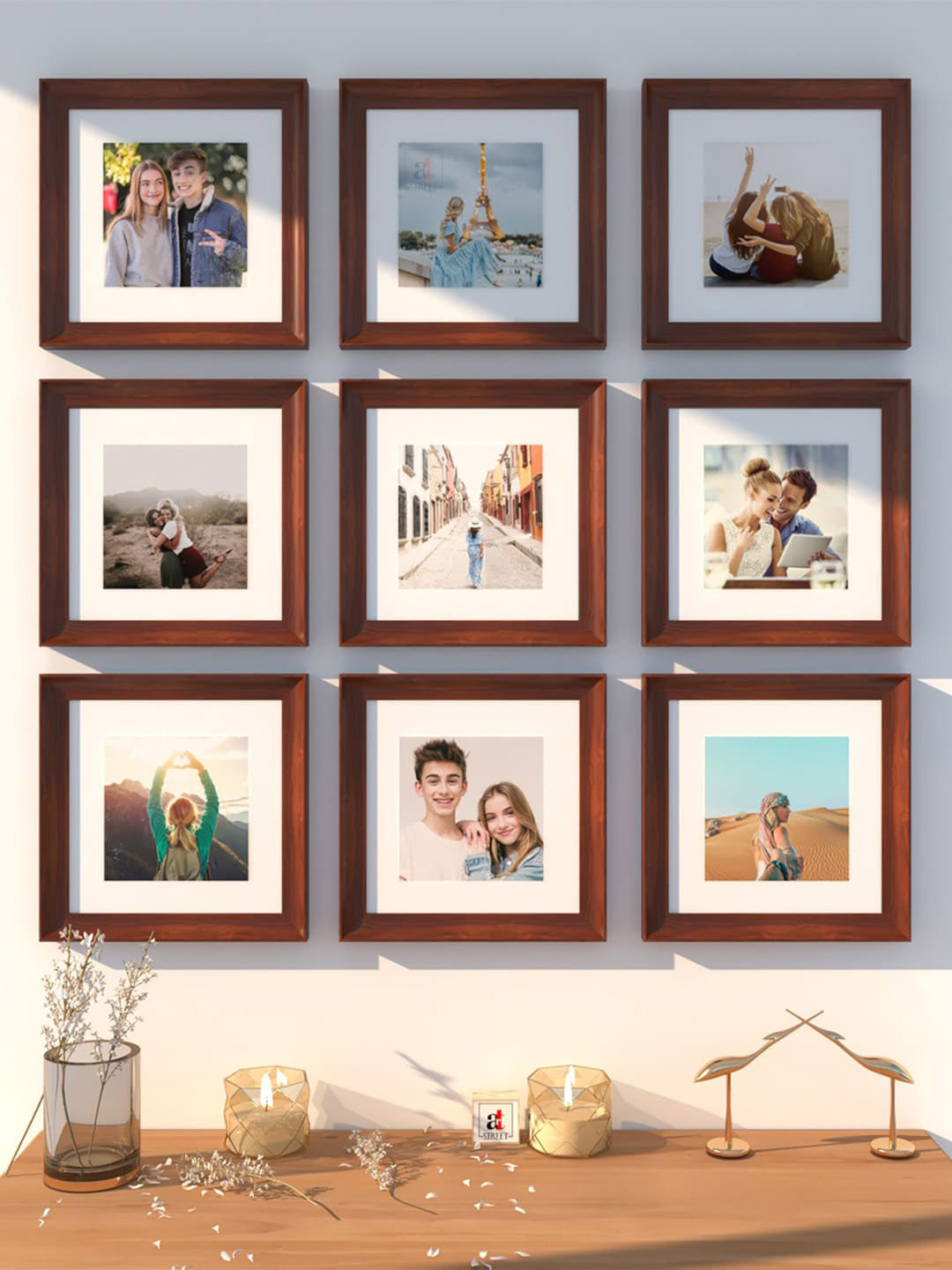 Art Street Set Of 9 Wall 3-D Photo Frames