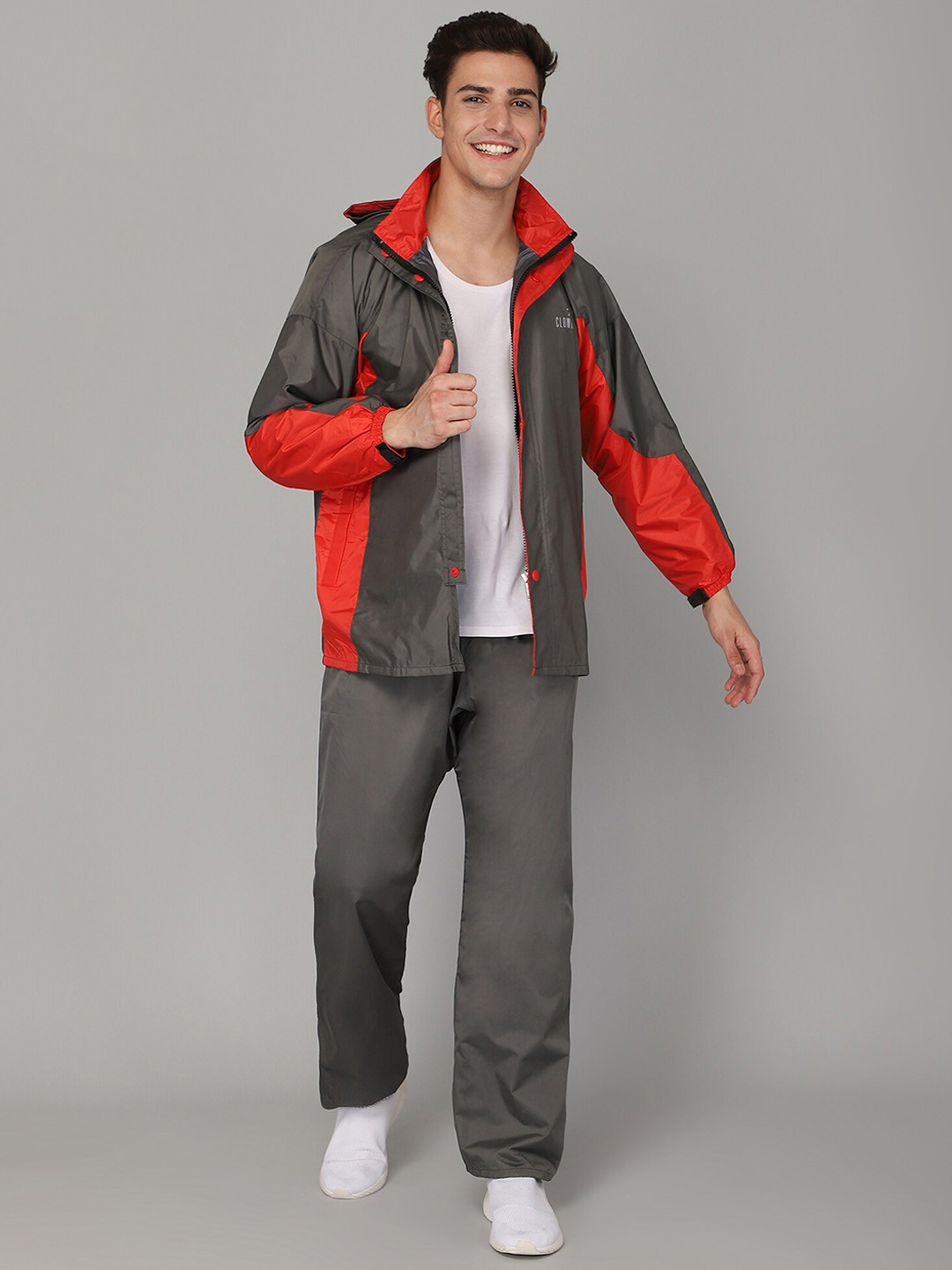 THE CLOWNFISH Solomon Grey Solid Reversible Waterproof Rain Suit