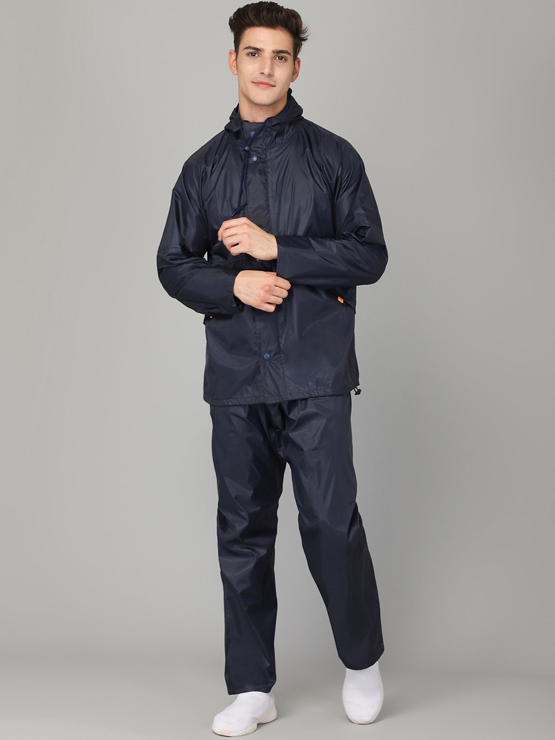 THE CLOWNFISH Classic Pro Navy Blue Solid Reversible Waterproof Rain Suit