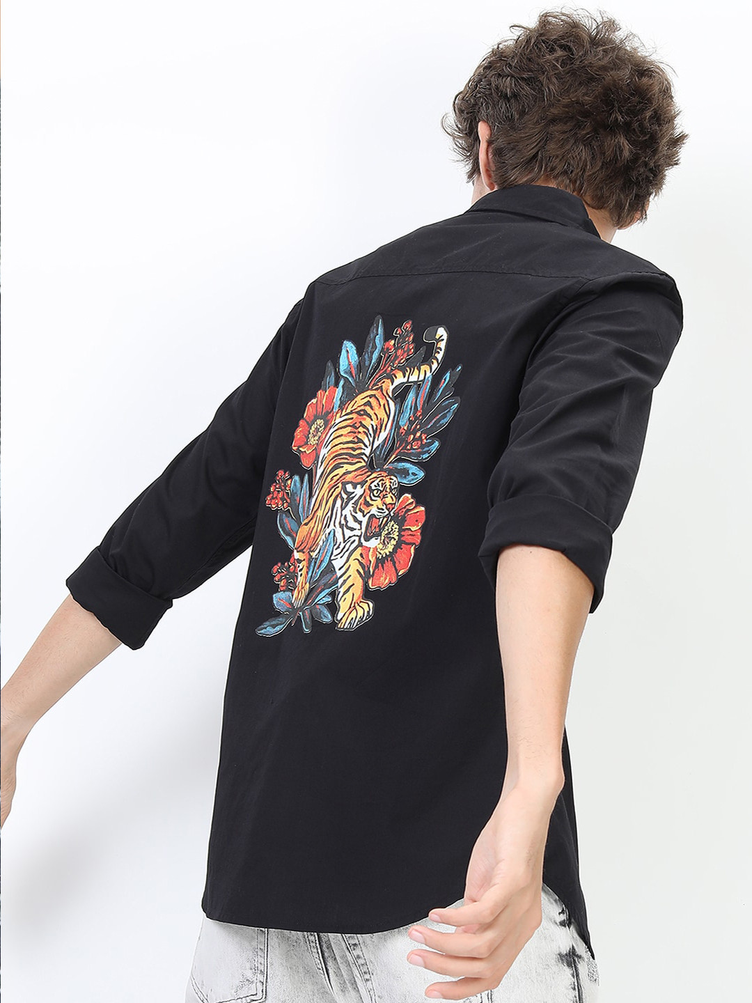 KETCH Men Black Slim Fit Printed Cotton Casual Shirt