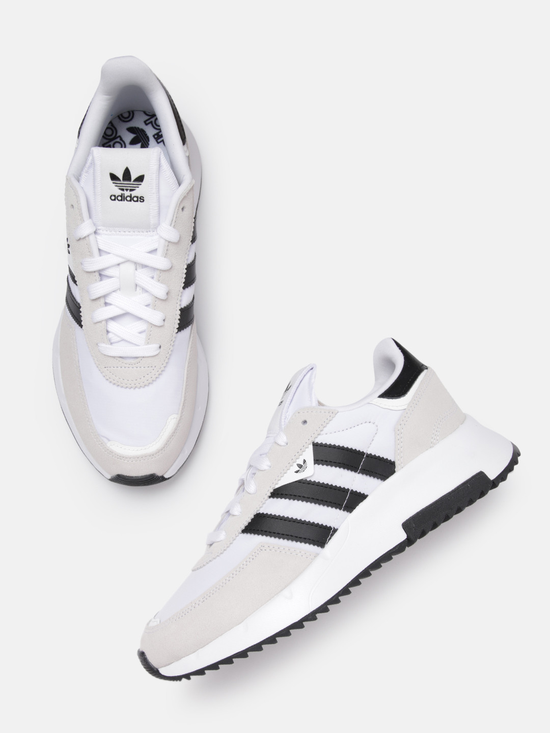 ADIDAS Originals Men White & Black Solid Retropy F2 Sneakers