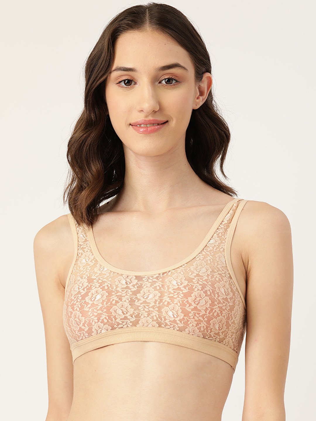Leading Lady Beige Floral Lace Bra  SPB-4102