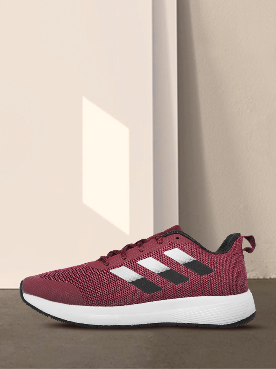 ADIDAS Men Burgundy & Grey Woven Design Reyton Running Shoes