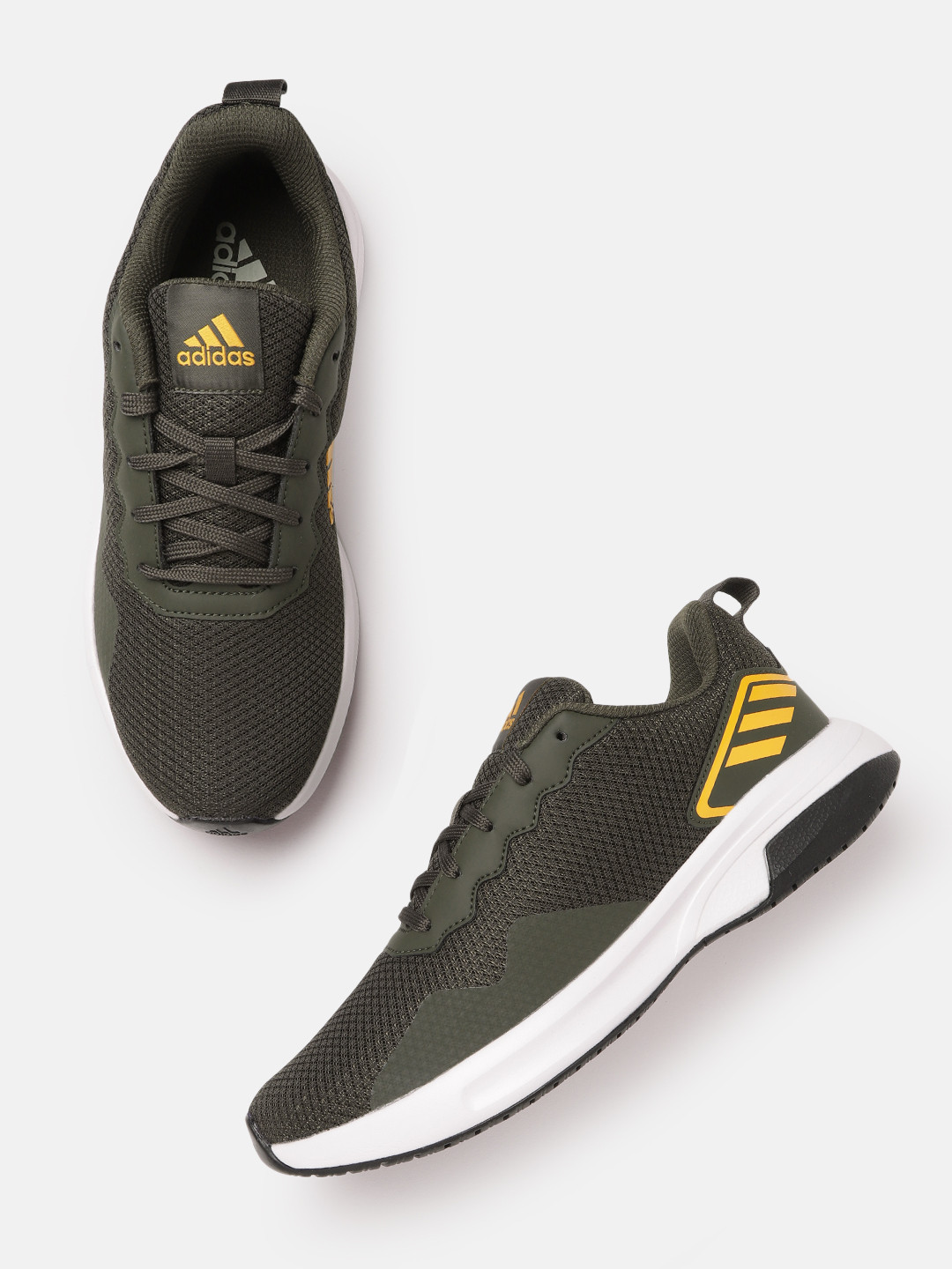 ADIDAS Men Olive Green Woven Design Immute Running Shoes