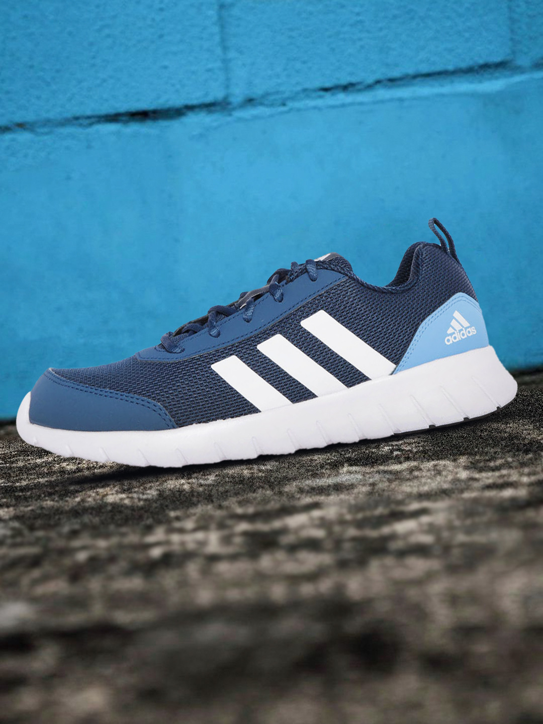ADIDAS Men Navy Blue & White Woven Design Vertago Running Shoes