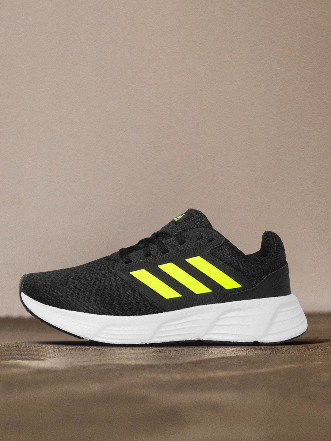 ADIDAS Men Black Solid Woven Design Galaxy 6 Running shoes