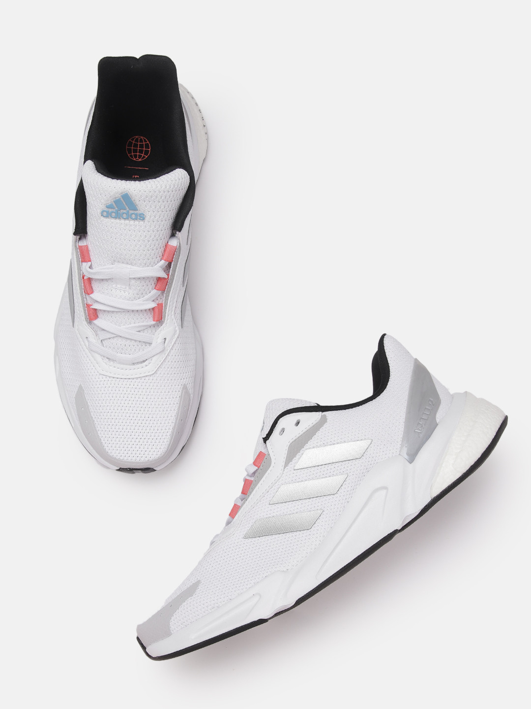 ADIDAS Unisex White & Silver-Toned Woven Design X9000L2 Running Shoes