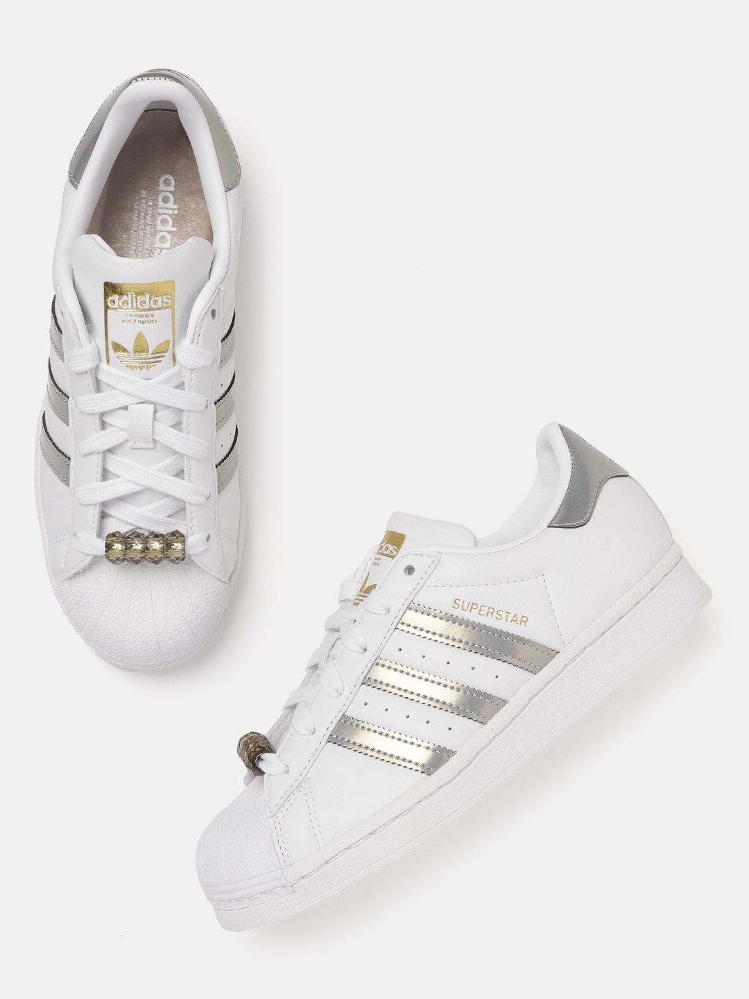 Buy ADIDAS Originals Women White & Silver-Toned Beads