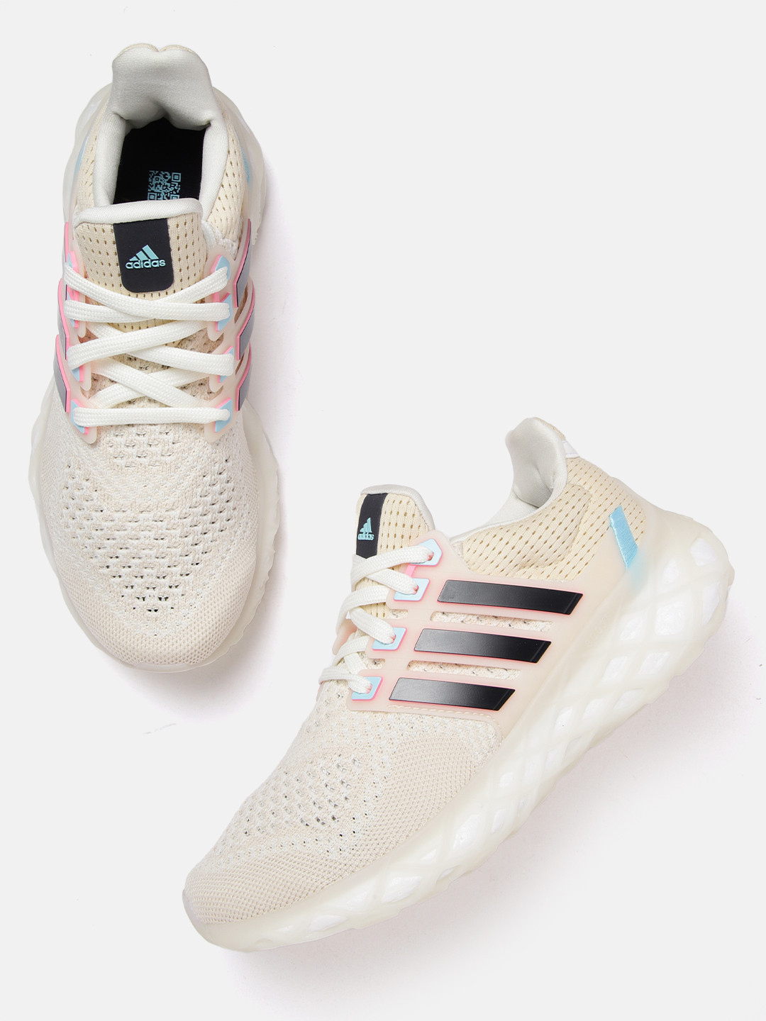 ADIDAS Women Off White Women Design Ultraboost Web DNA Running Shoes