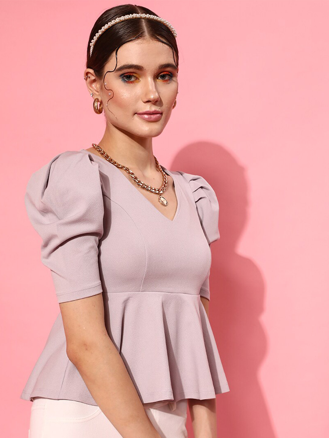 lavender peplum top