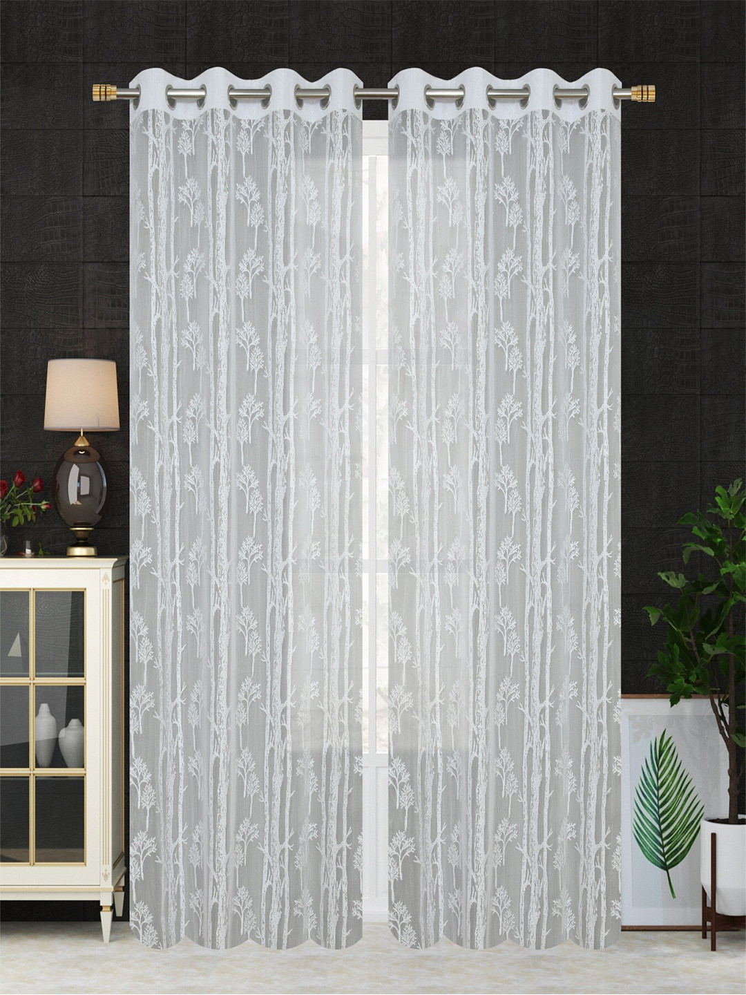 Homefab India Unisex White Curtains and Sheers