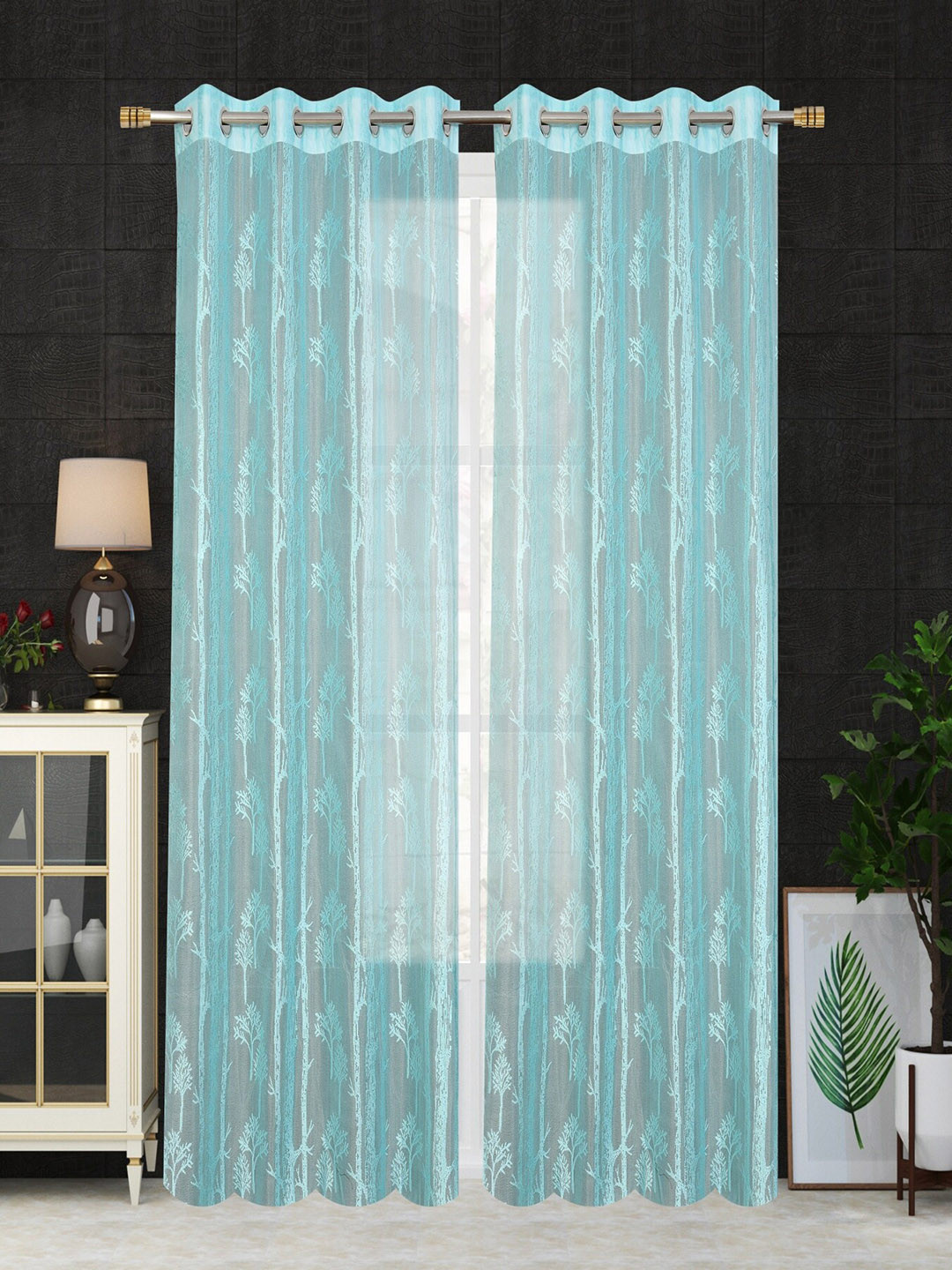 Homefab India Unisex Turquoise Blue Curtains and Sheers