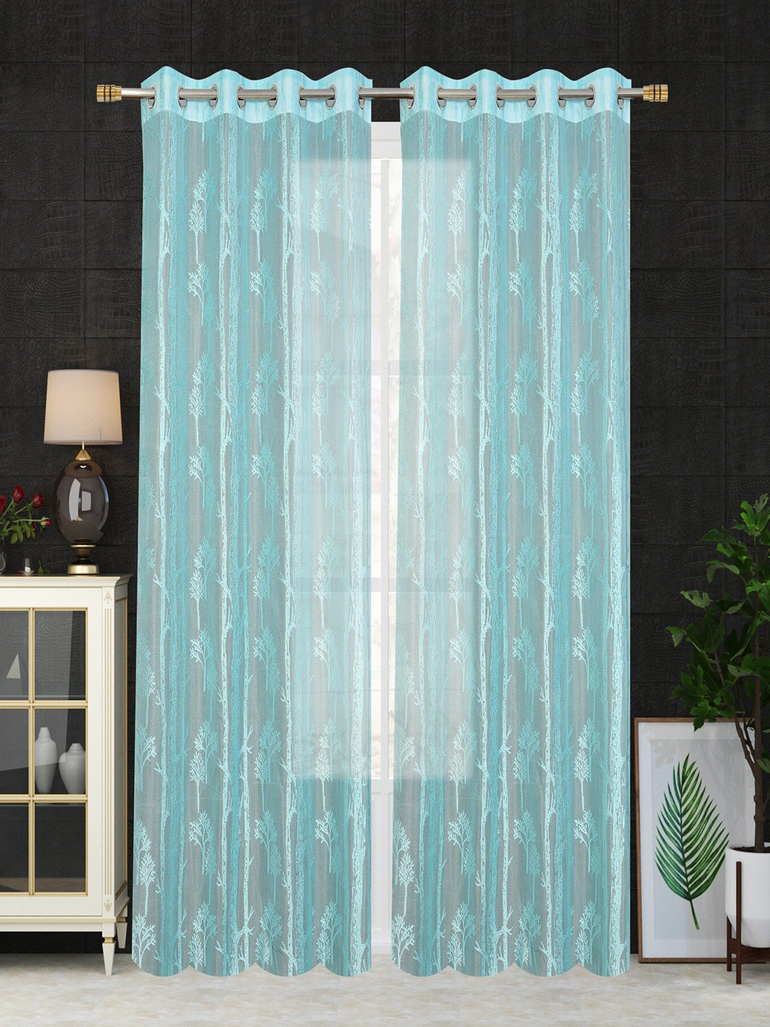 Homefab India Unisex Turquoise Blue Curtains and Sheers