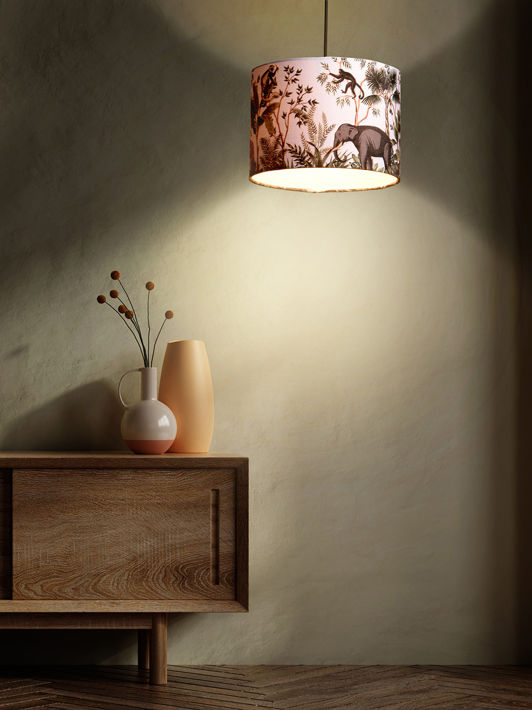 green girgit Multi-Coloured Printed Hanging Lamp