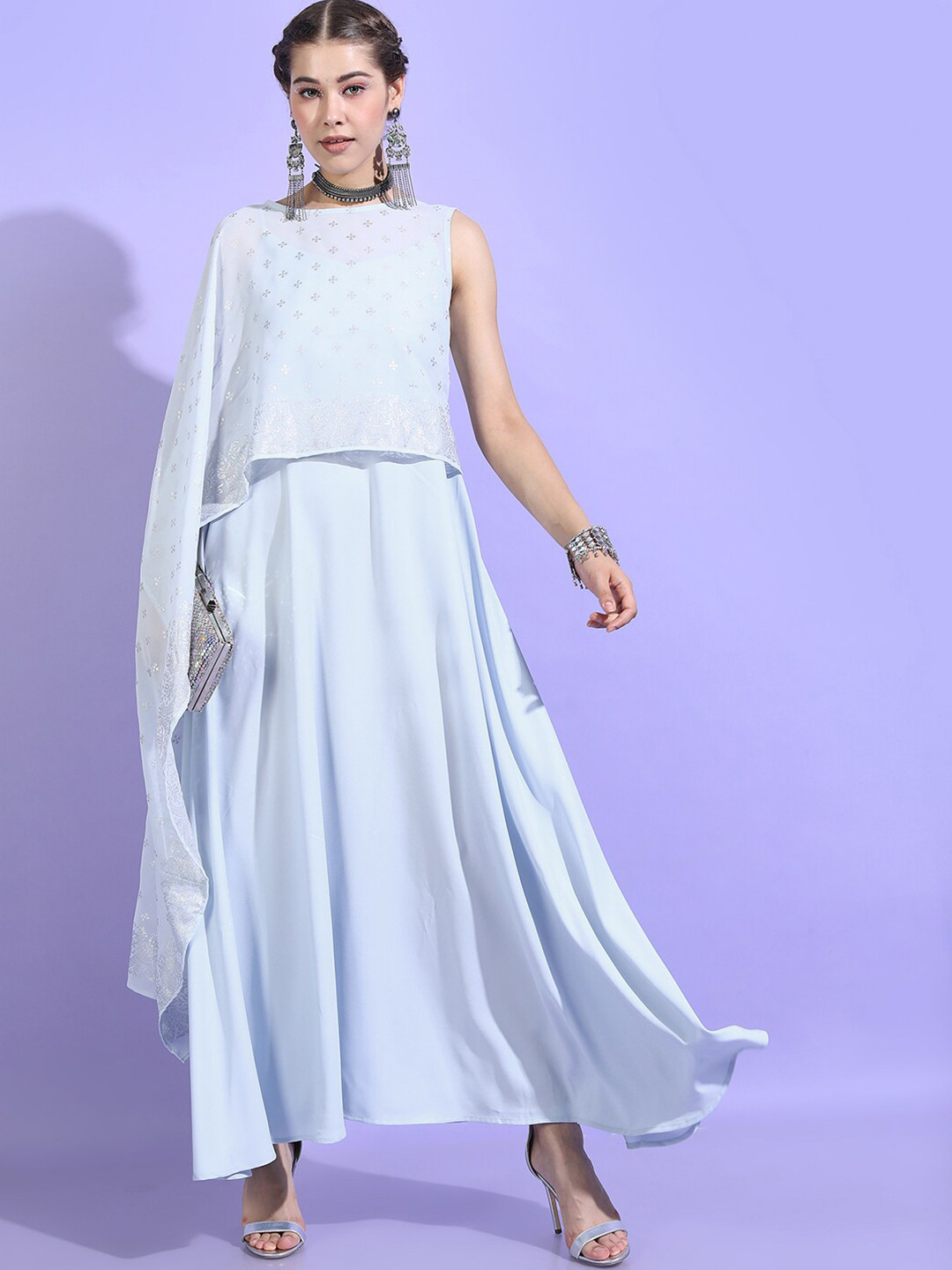 Vishudh Stylish Blue Ethnic Motifs Top