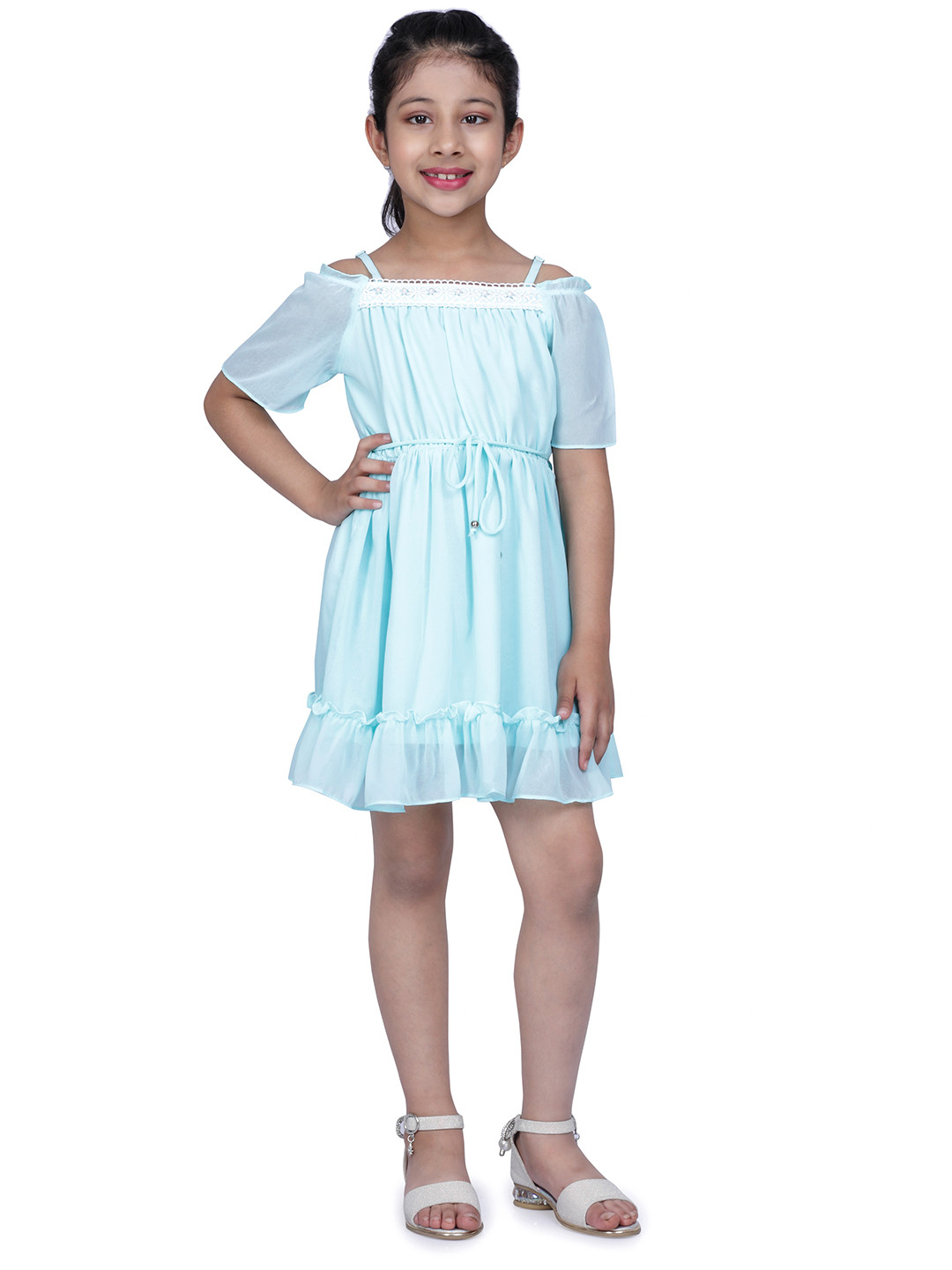 Peppermint Blue Chiffon A-Line Dress