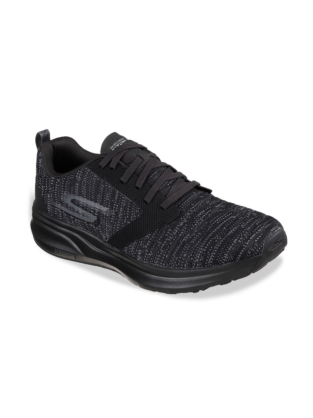 Skechers Men Black Mesh Running Non-Marking Shoes