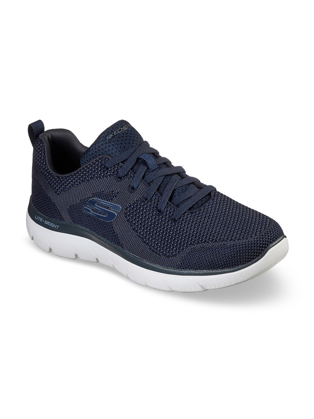 Skechers Men Navy Blue Woven Design Sneakers
