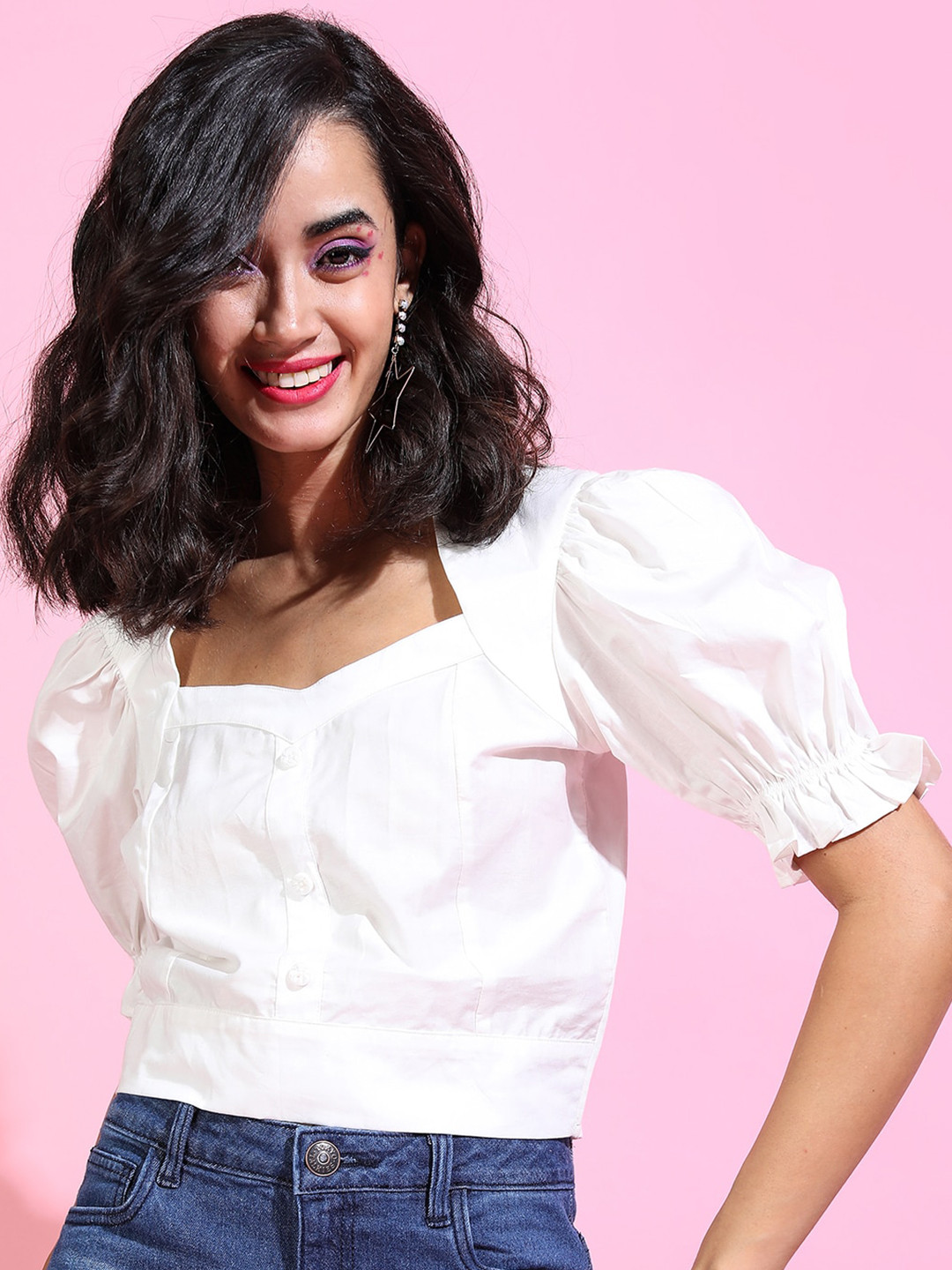 Buy Tokyo Talkies White Solid Top Tops for Women 18378976 Myntra