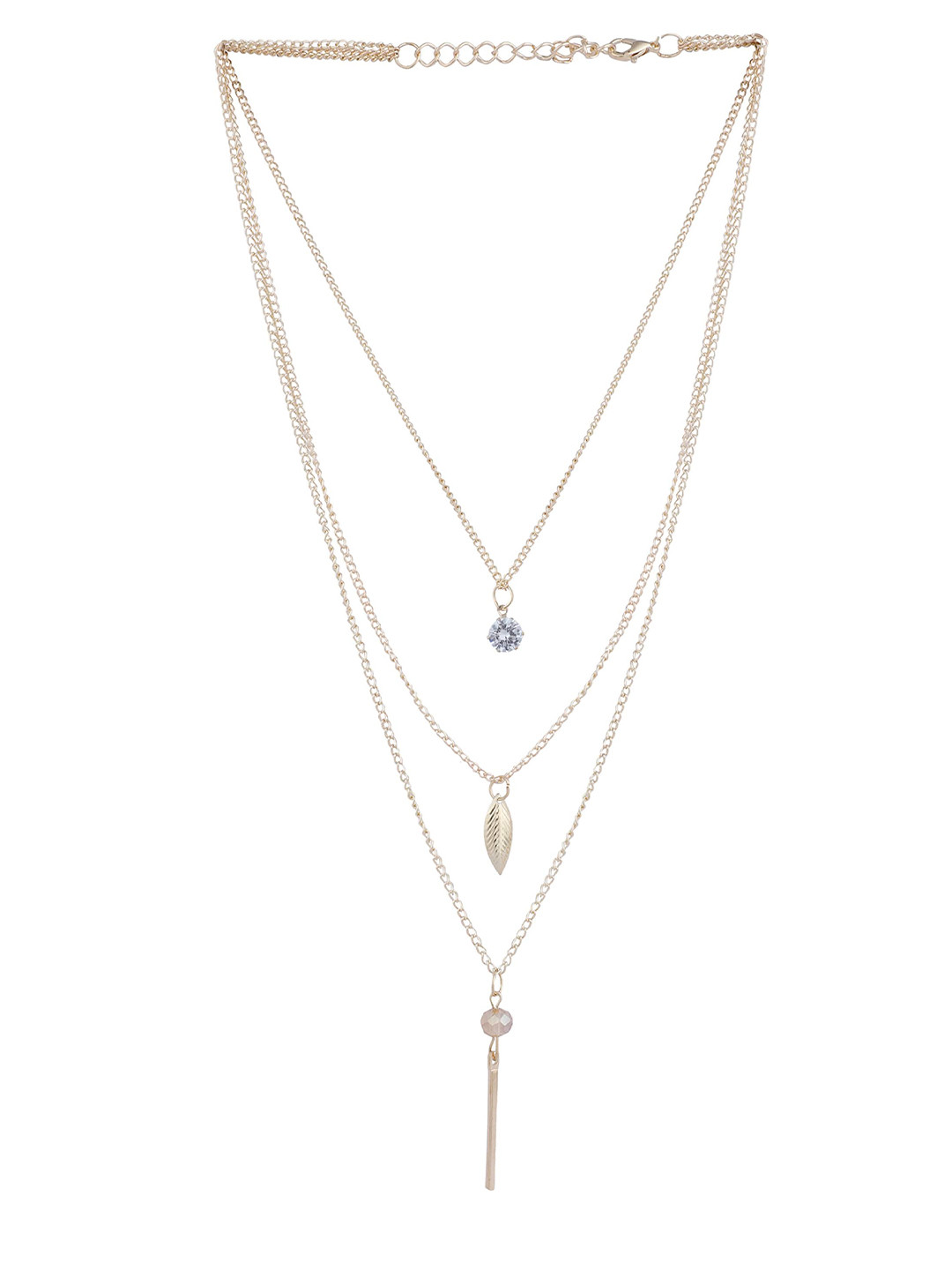 Bhana Fashion Set of 2 Blue & Rose Gold-Plated Layered Necklaces