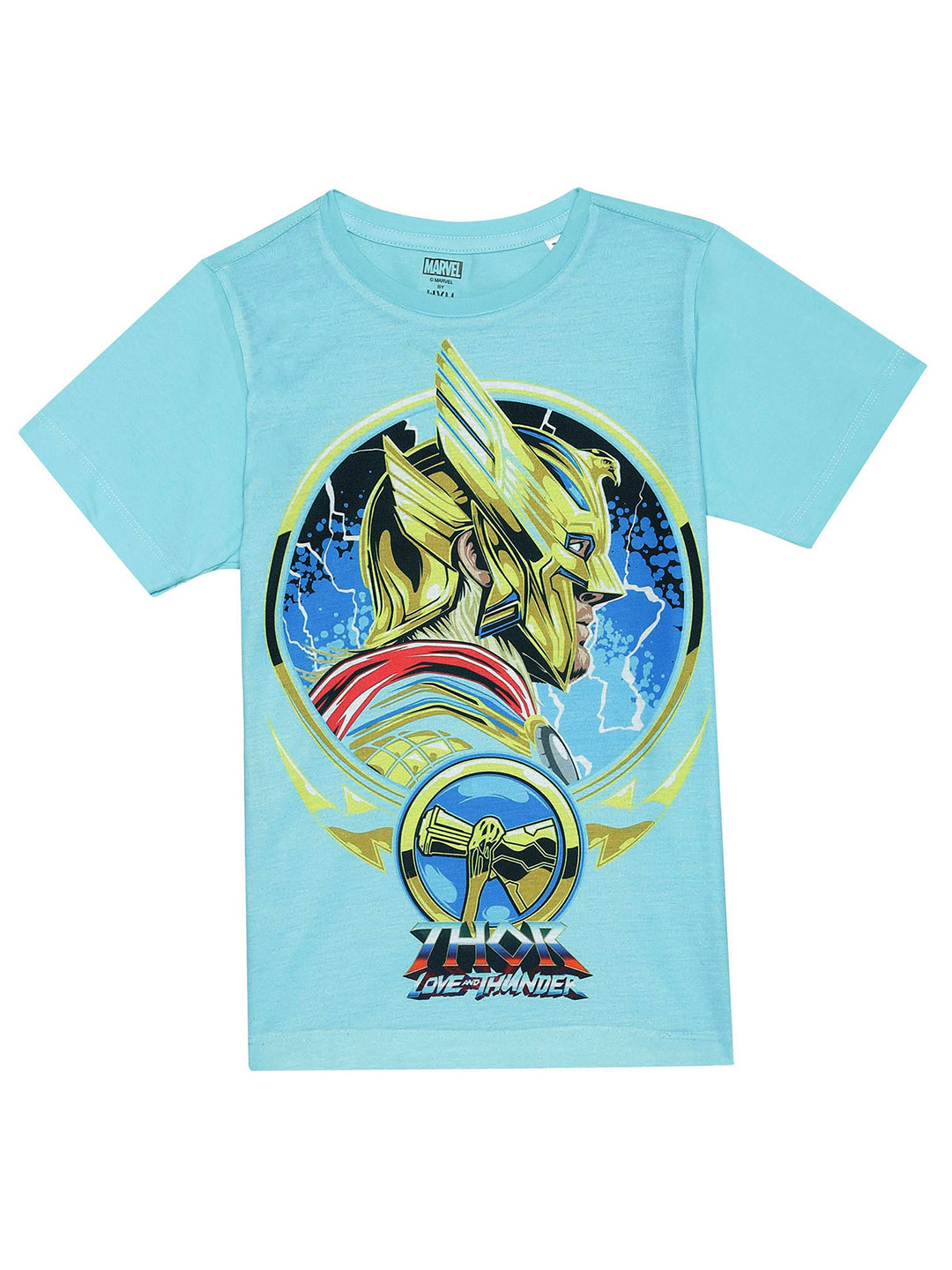 Marvel by Wear Your Mind Boys Blue Printed Applique Outdoor T-shirt 60% Cotton