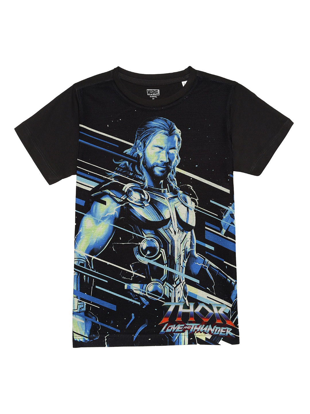 Marvel by Wear Your Mind Boys Black Printed V-Neck Outdoor T-shirt 60% Cotton