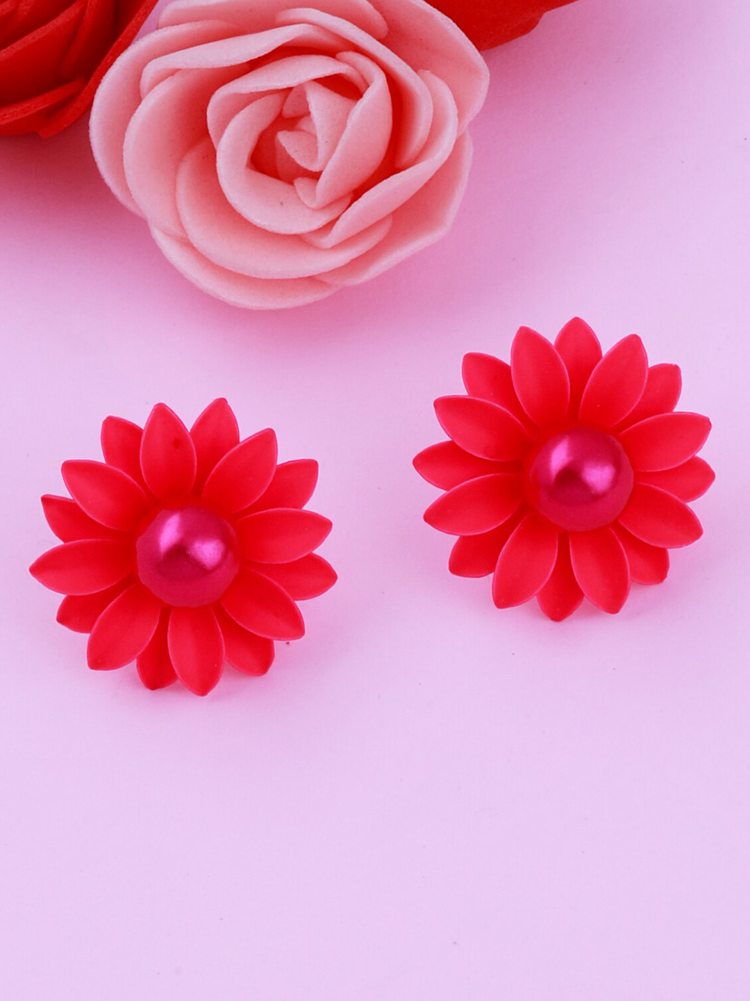 Silver Shine Pink Contemporary Studs Earrings