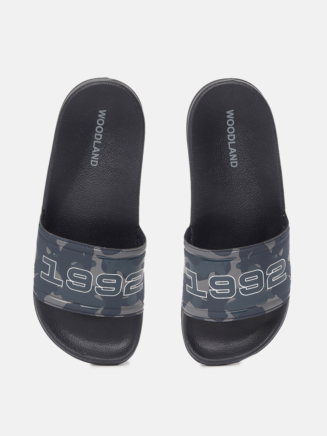 Woodland Men Blue & Grey Camouflage Print Sliders