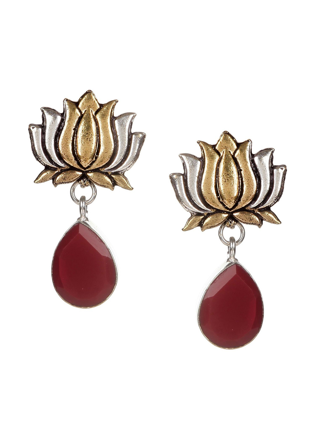 Bamboo Tree Jewels Silver-Toned Diamond Shaped Studs Earrings