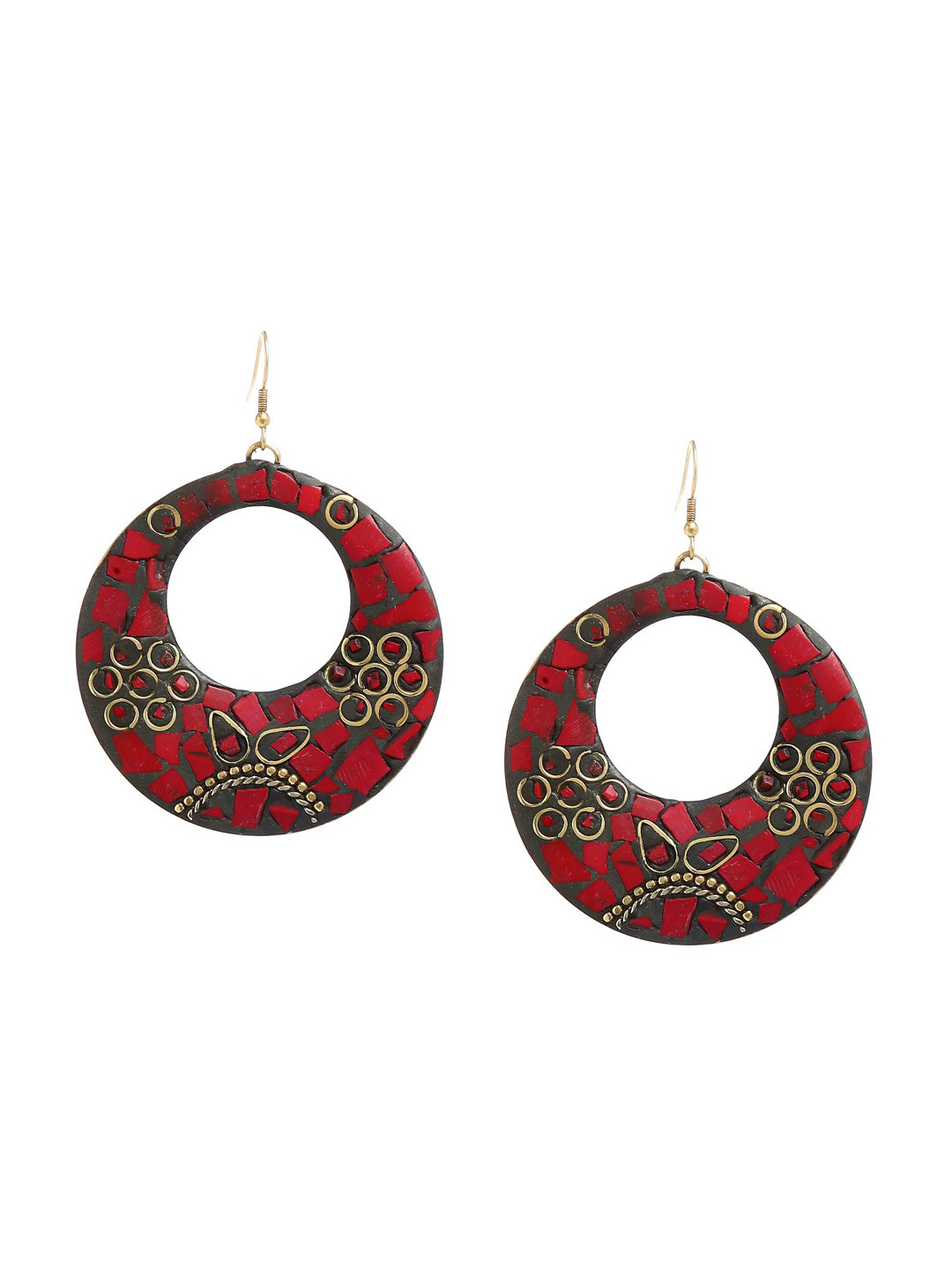 Bamboo Tree Jewels Gold-Toned Circular Hoop Earrings
