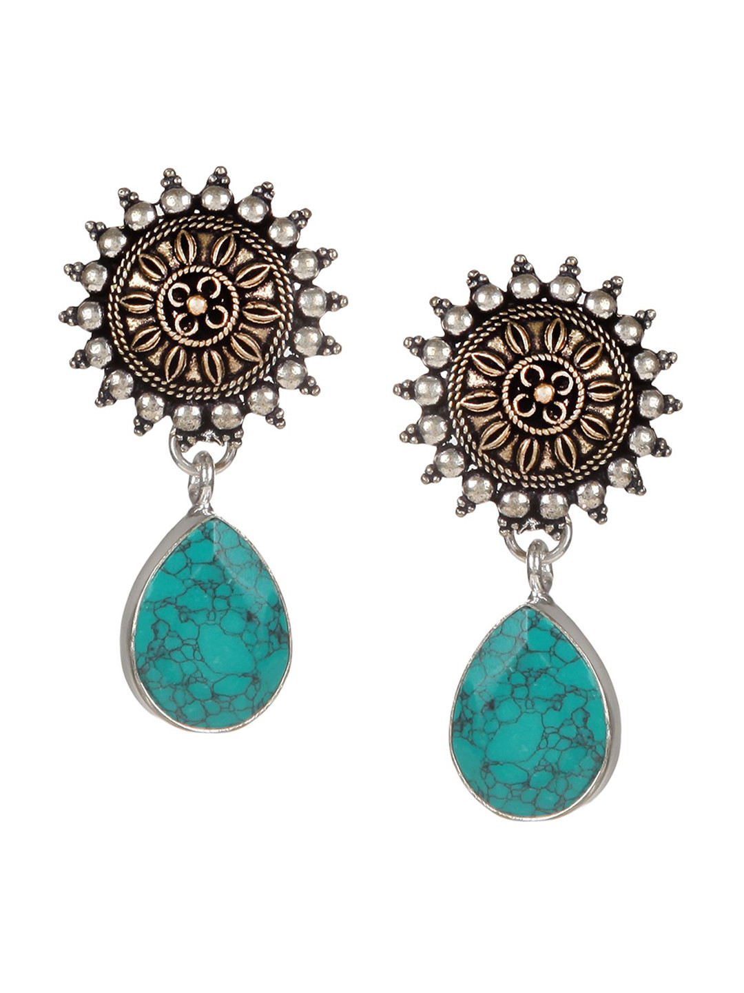 Bamboo Tree Jewels Silver-Toned Diamond Shaped Drop Earrings