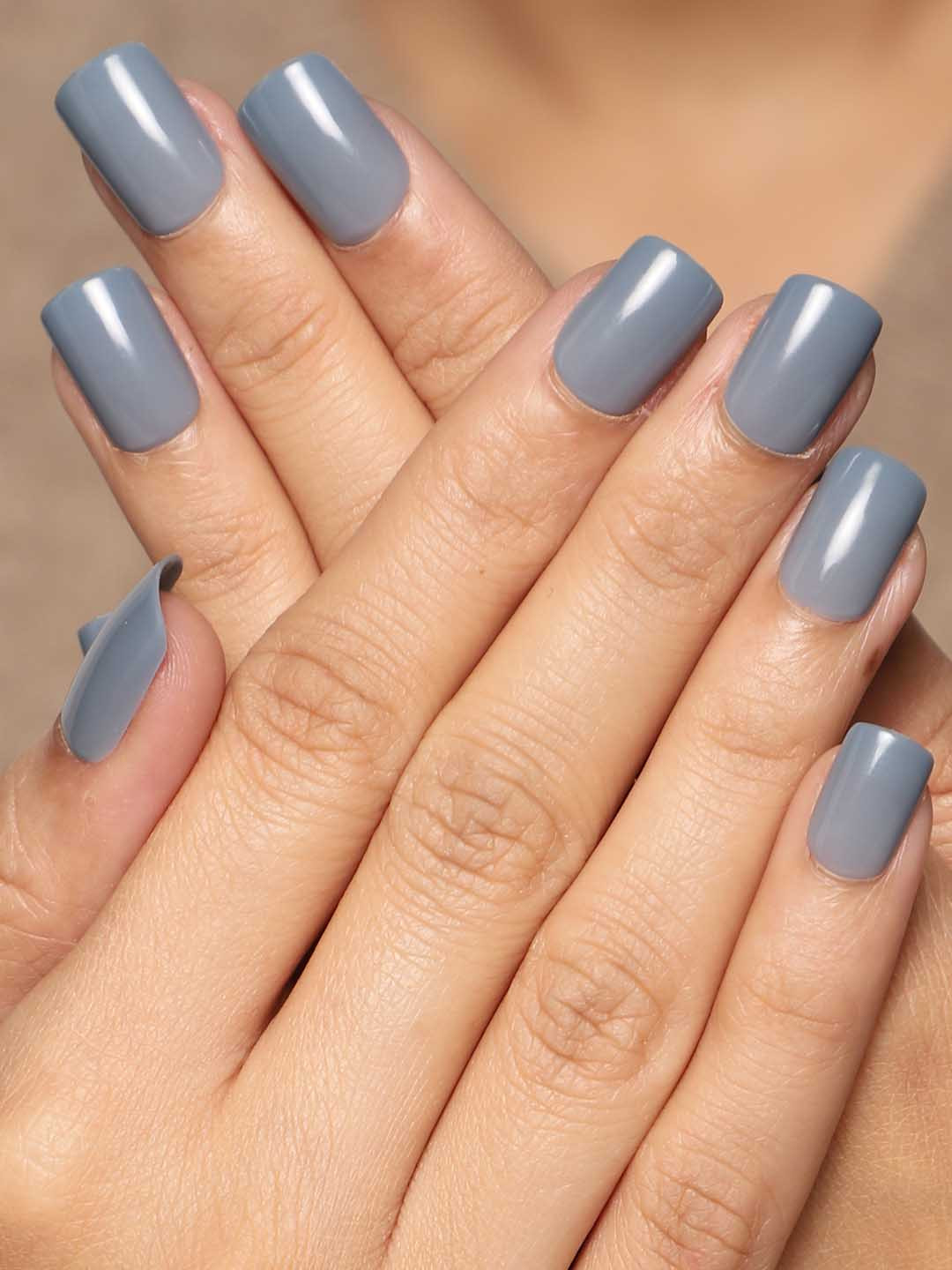 Lick 24 Pieces Square Shape Blue Reusable Artificial Nails