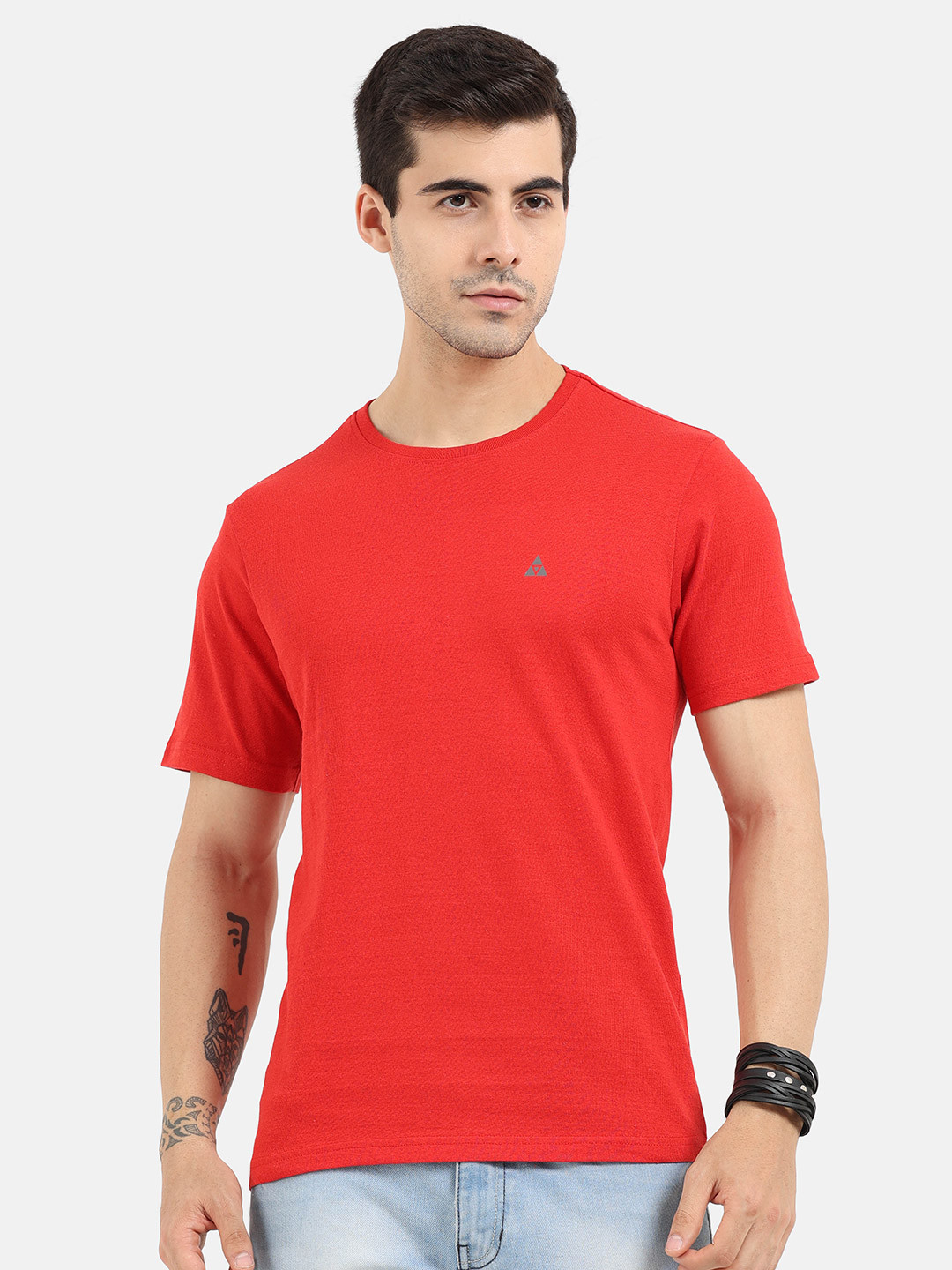 ARDEUR Men Red Slim Fit T-shirt