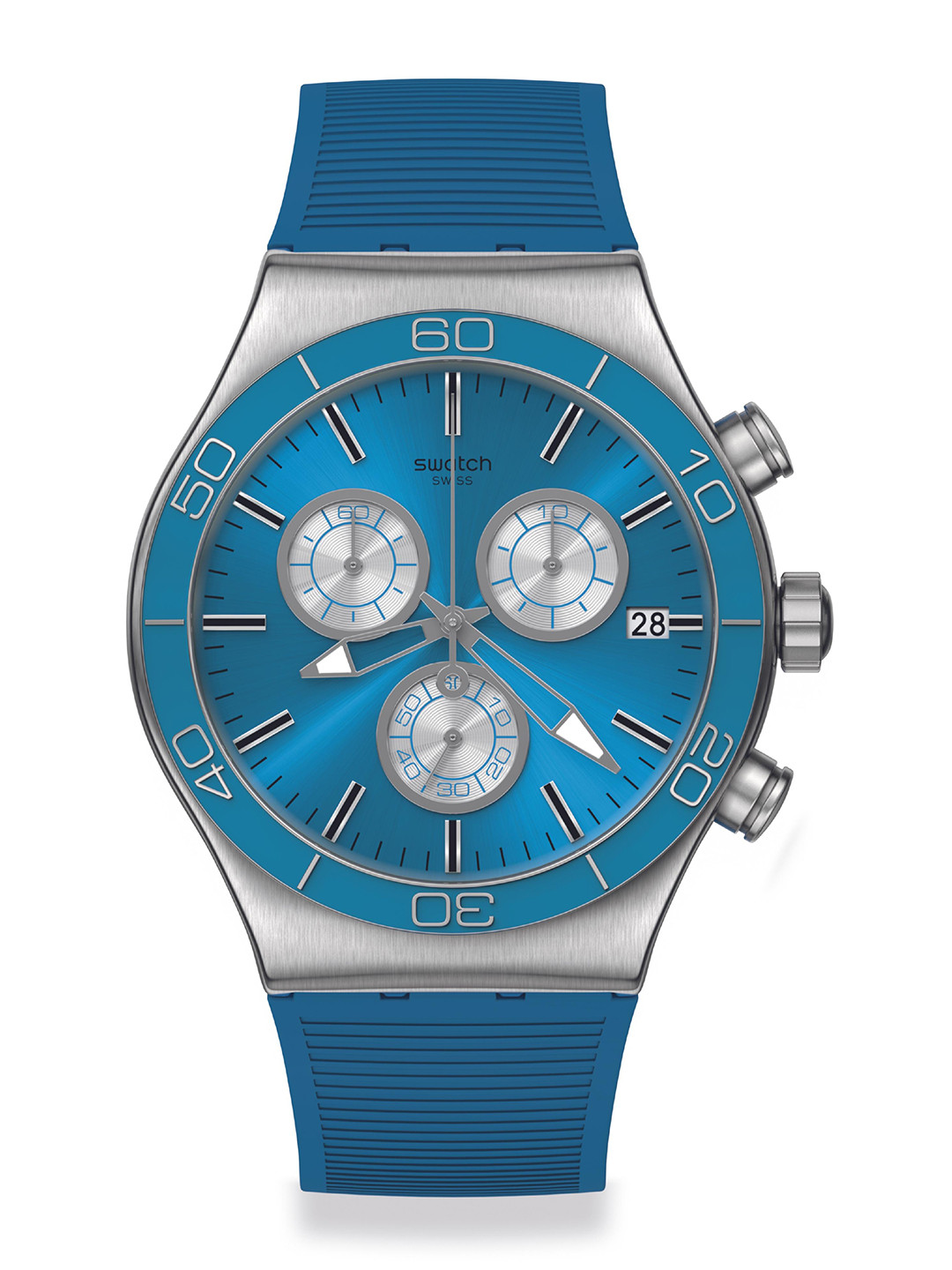 Swatch Unisex Blue Skeleton Dial & Blue Straps Analogue Watch