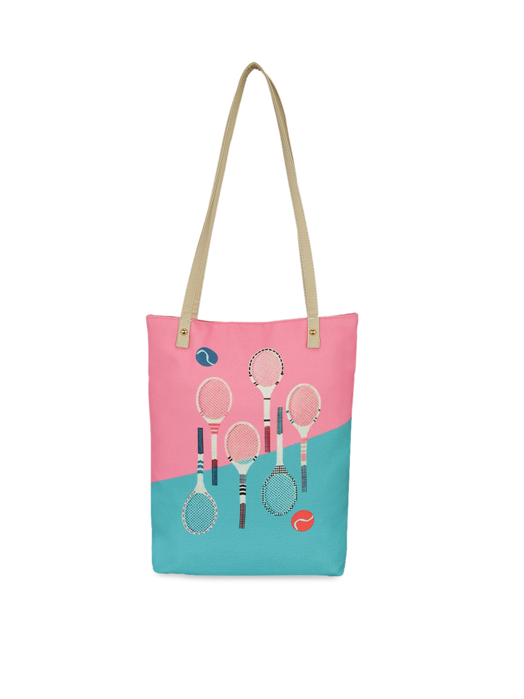 KLEIO Pink Colourblocked PU Shopper Tote Bag with Applique