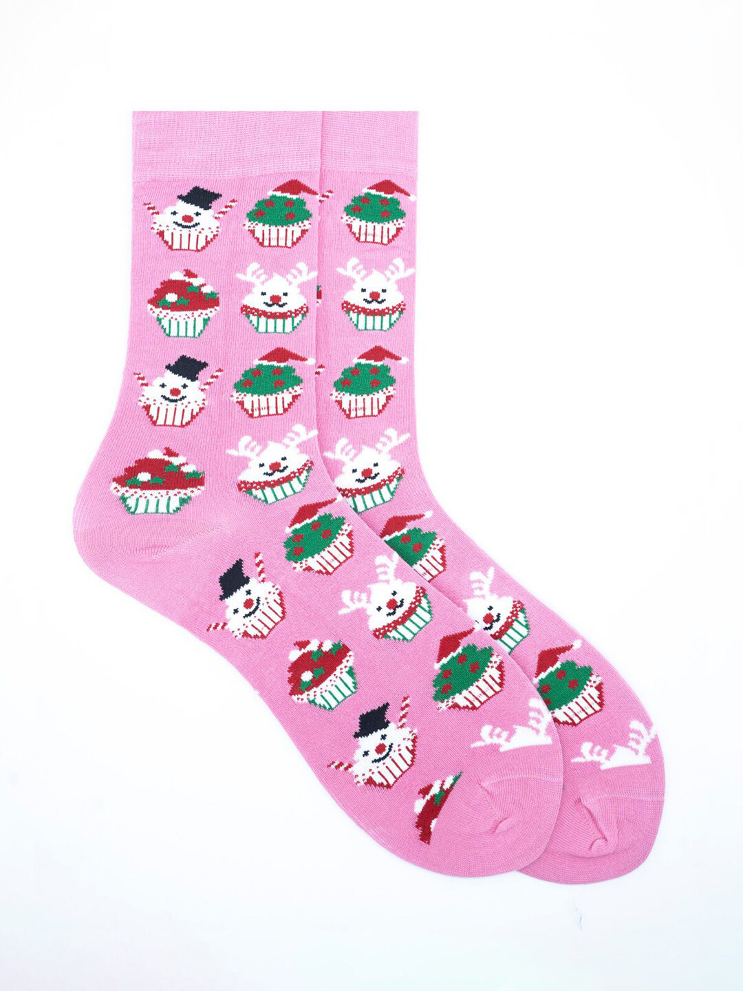 Soxytoes Pink Printed Calf-Length Cotton Socks