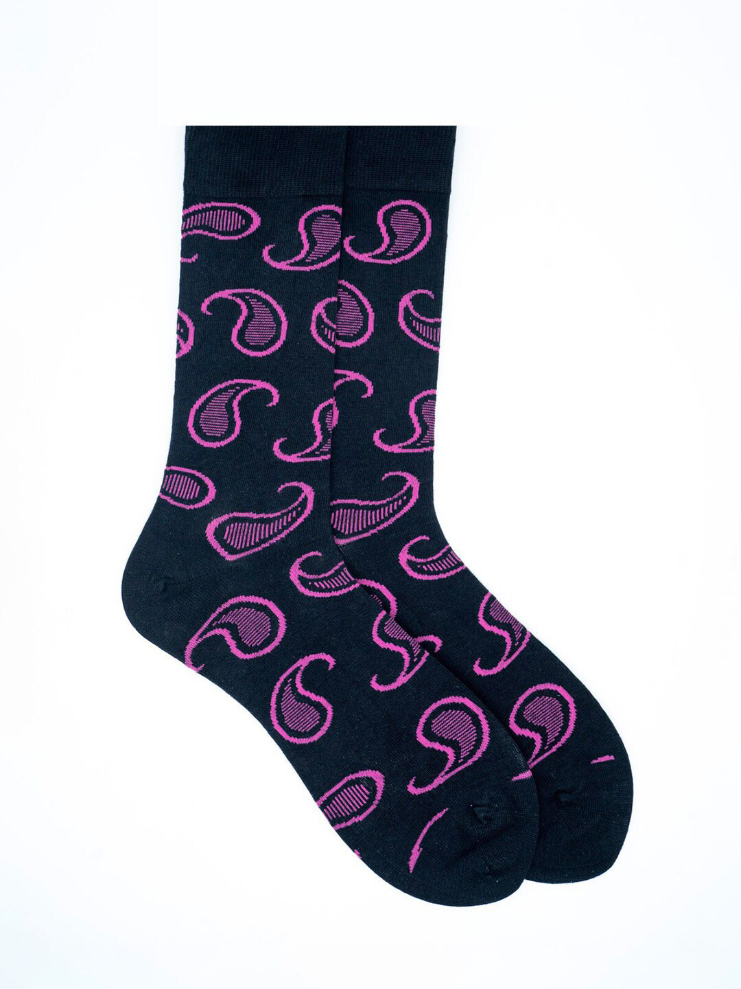 Soxytoes Men Black & Purple Patterned Calf-Length Socks