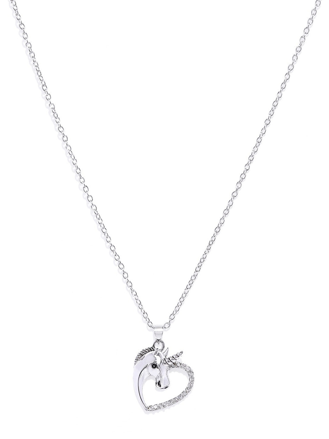 Mahi Women Heart shaped Silver Pendant