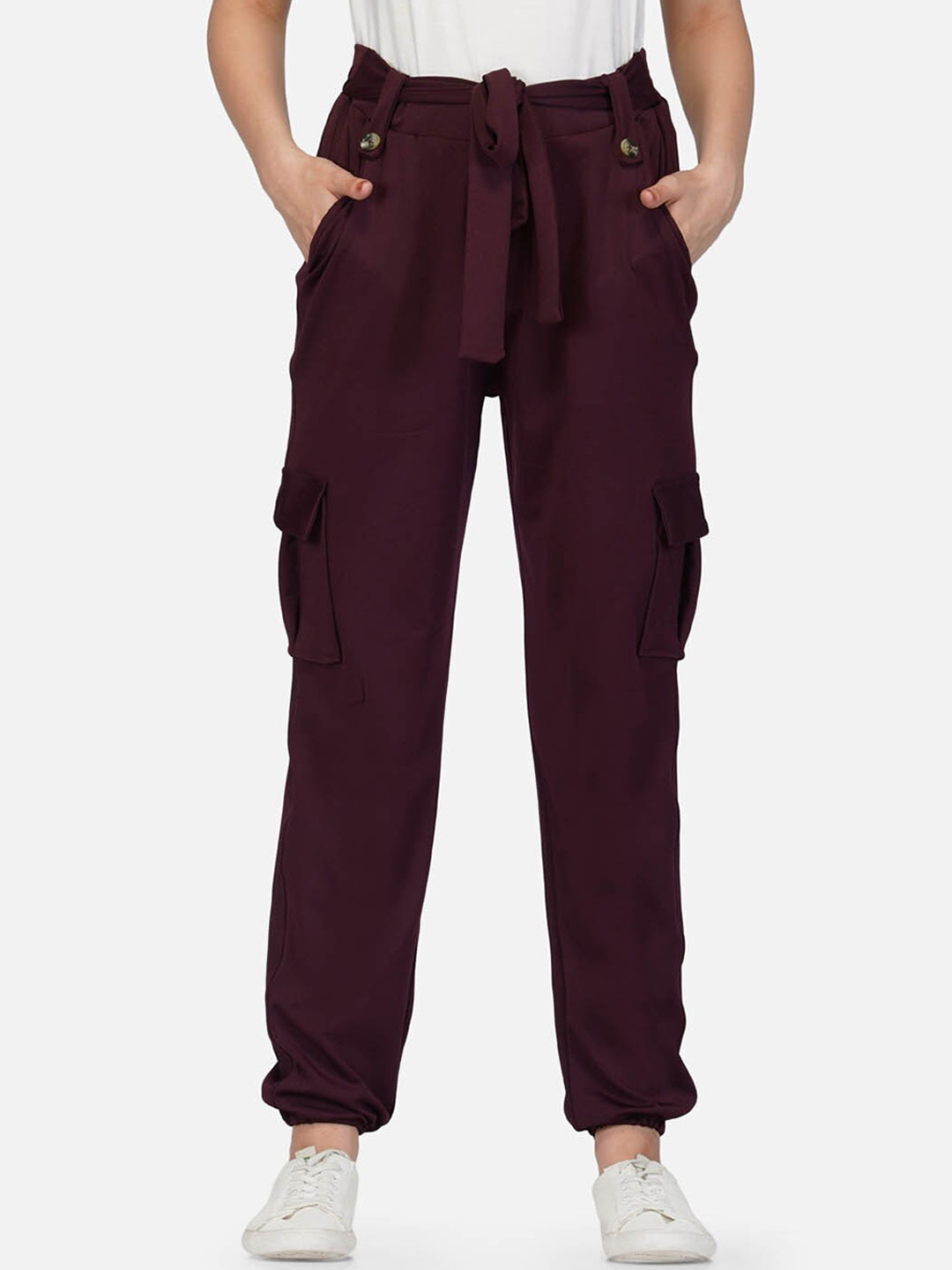 IMPERATIVE Women Burgundy Solid Regular-Fit Track Pants