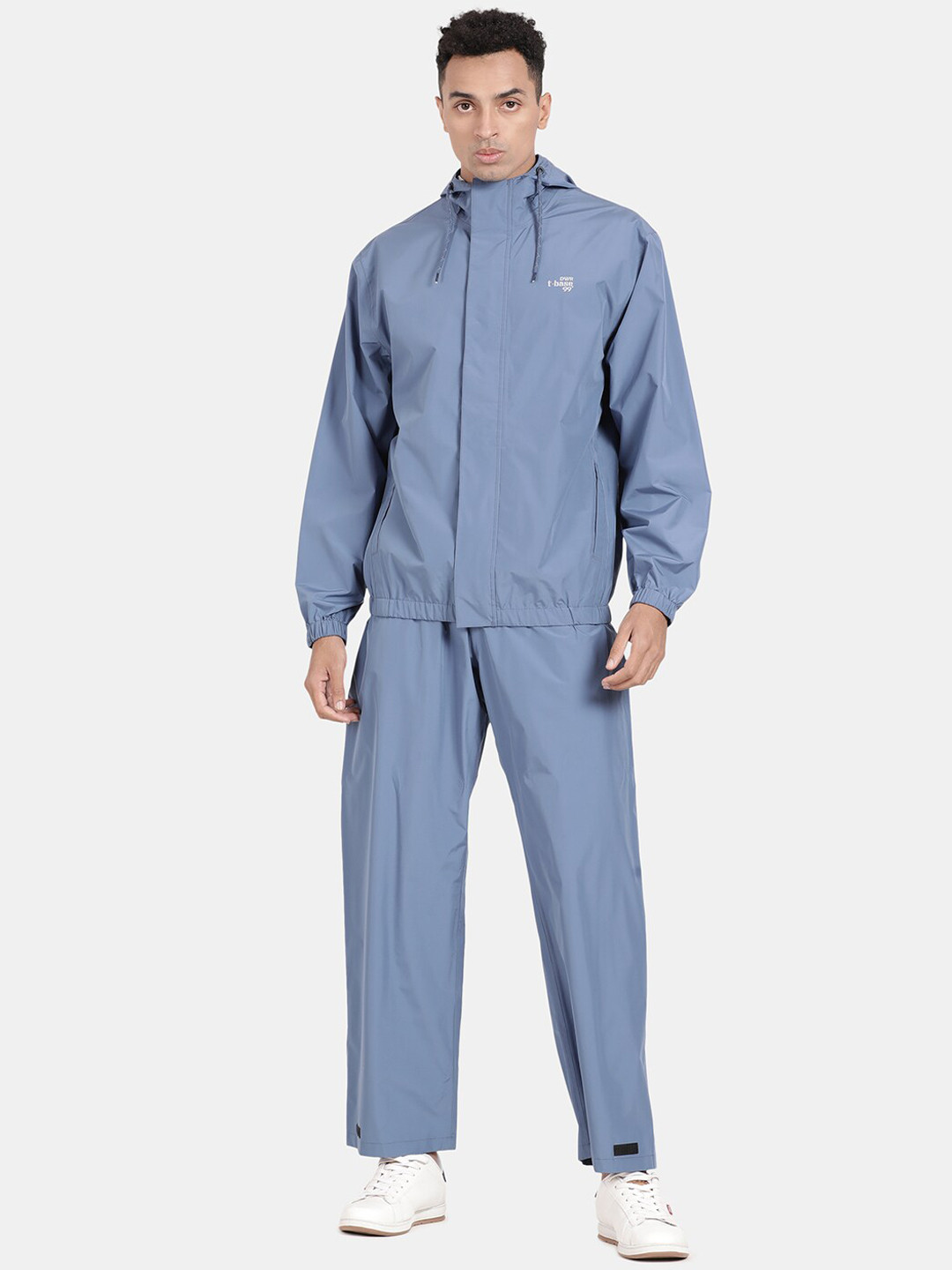 t-base Men Blue Solid Waterproof Rain Suit