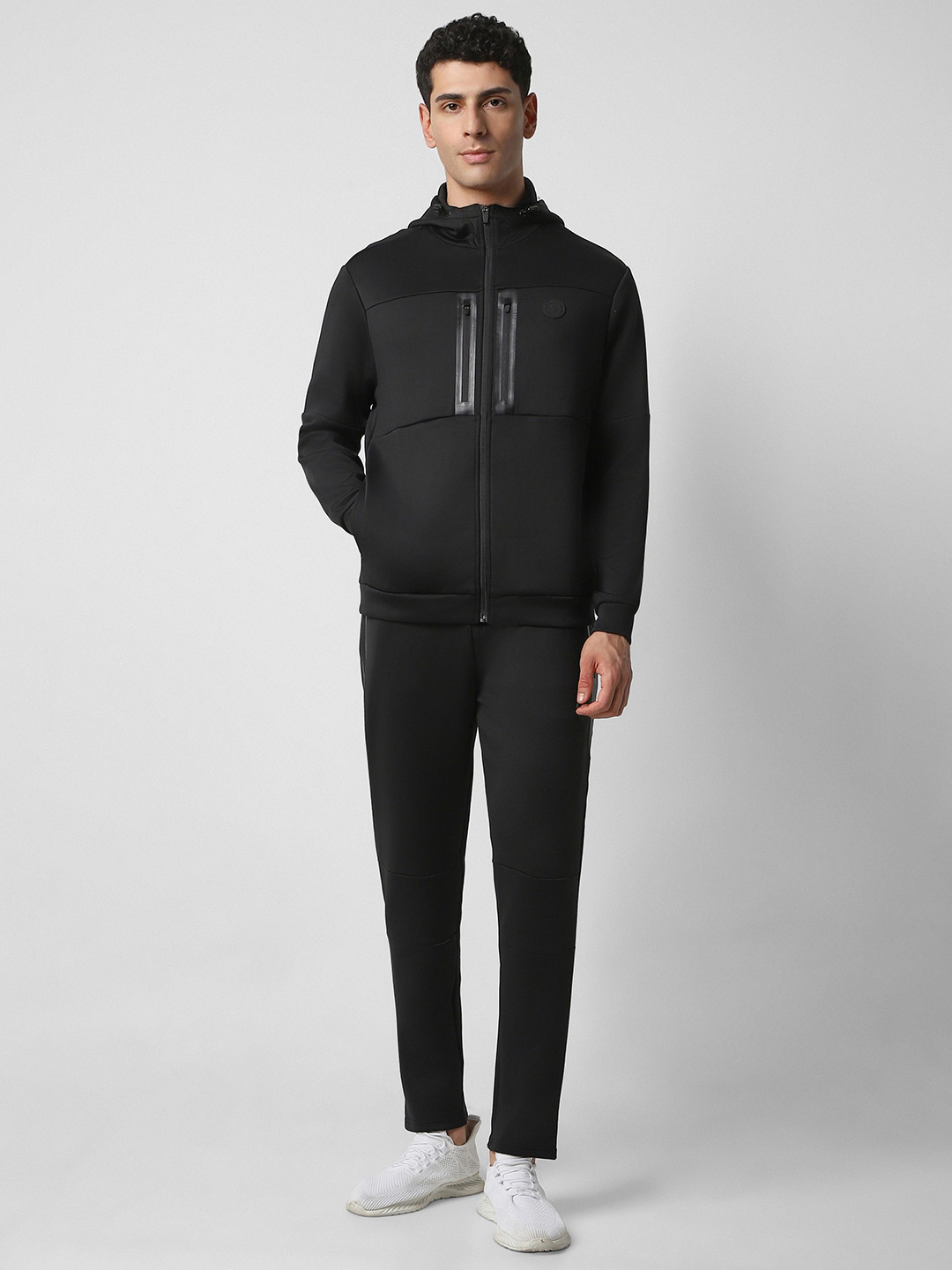 Van Heusen Flex Men Black Solid Slim Fit Tracksuits
