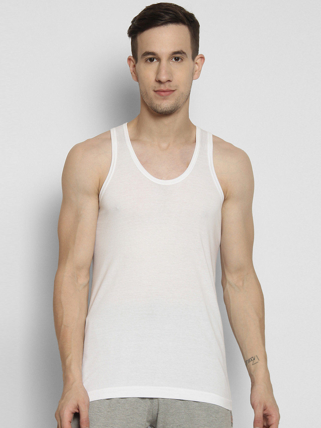 NEVA Men Pack Of 4 White Cotton Innerwear Vests