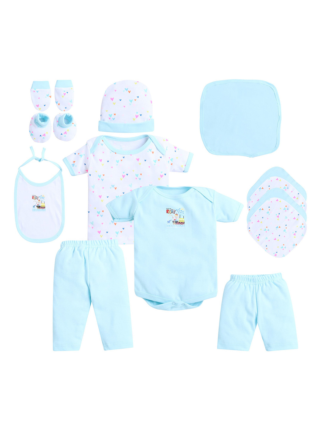 EIO Kids Lime Green 13 Piece Pure Cotton Baby Apparel Gift Set
