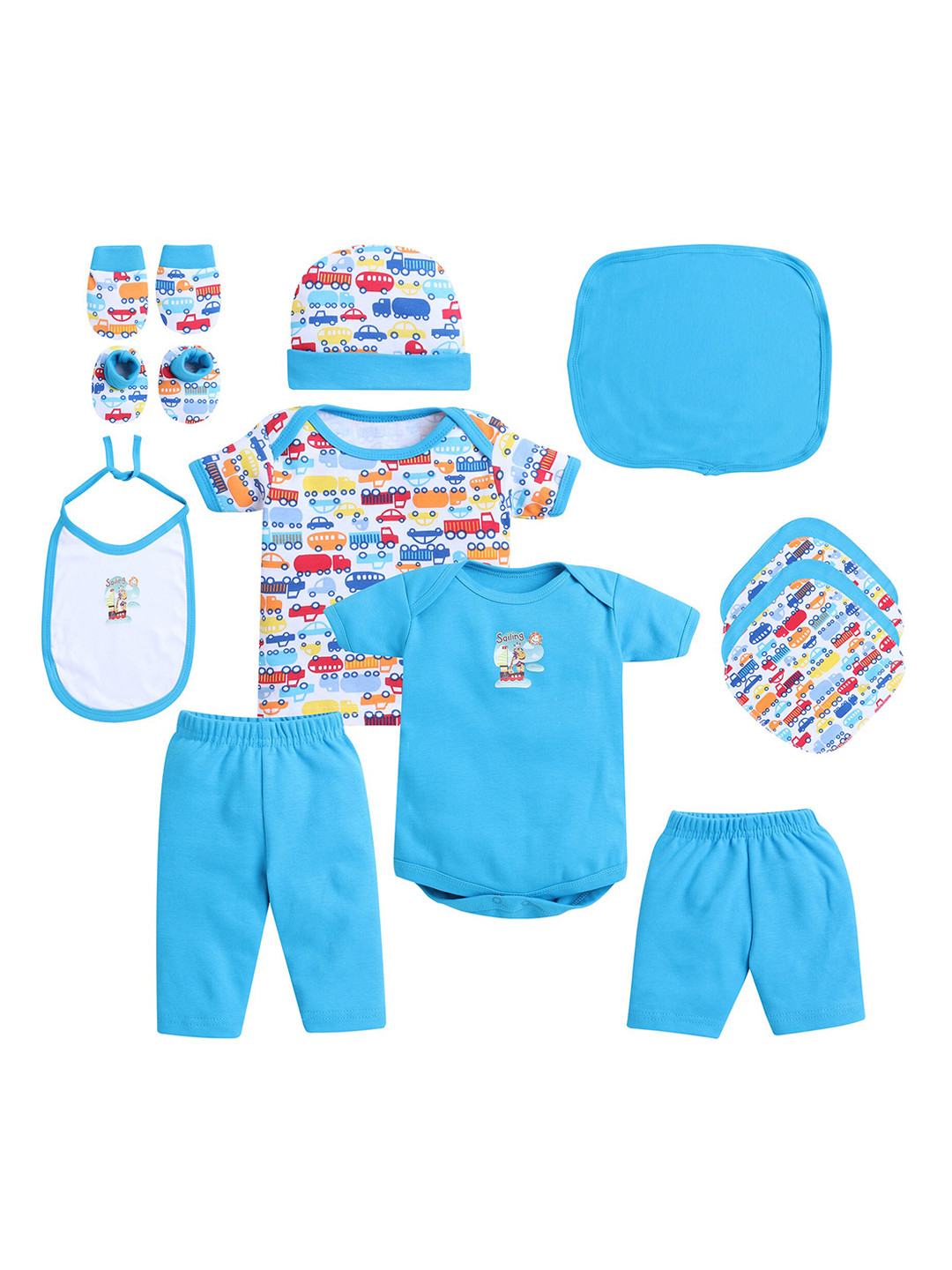 EIO Unisex Kids Turquoise Blue Baby Apparel Gift Set Pack of 13