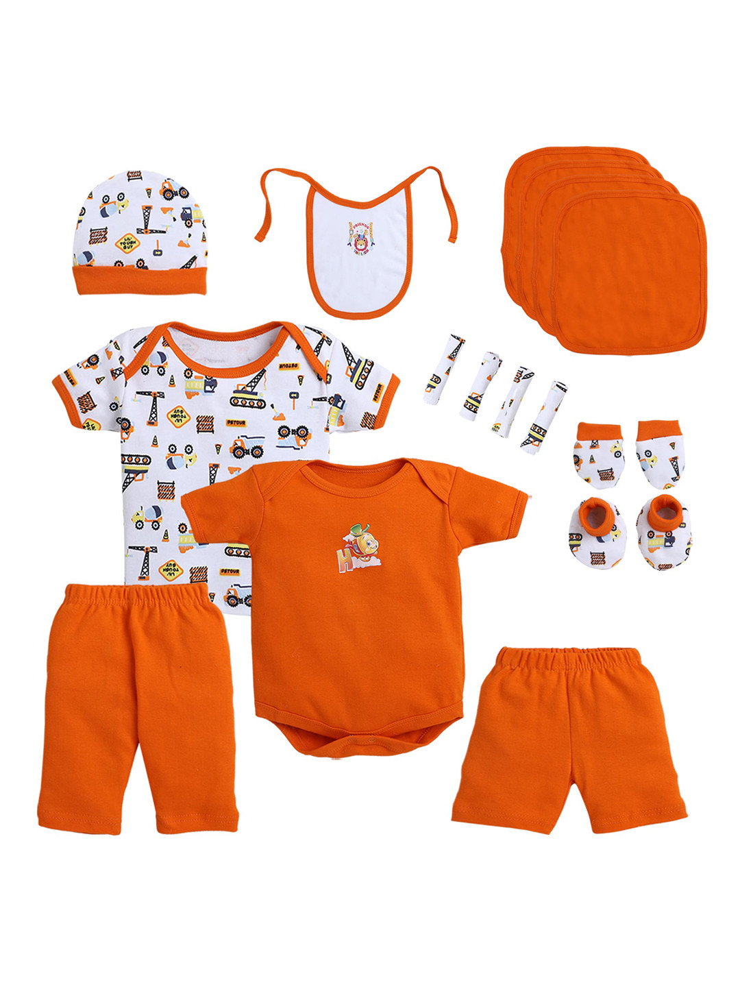 EIO Unisex Kids Orange Baby Apparel Gift Set