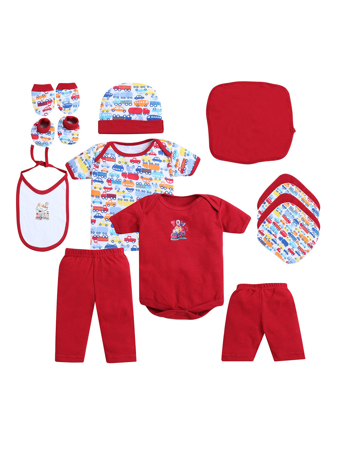 EIO Kids Red 13 Piece Pure Cotton Baby Apparel Gift Set
