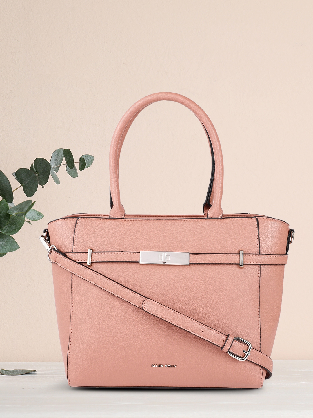 Allen solly pink solid handheld online bag