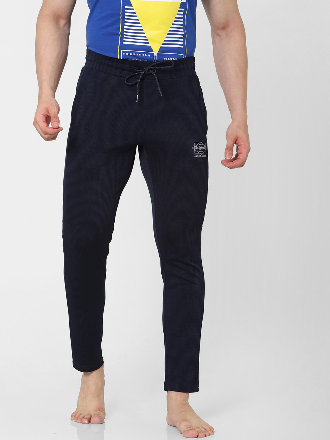 Jack & Jones Men Blue Solid Track Pants